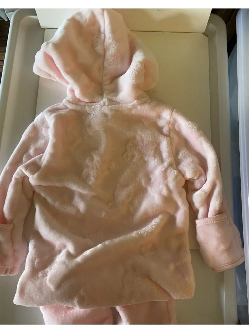 Little Beginnings Baby Girl Bear/Bunny Fleece Hooded Footy Coverup Pink 0-3 Mos